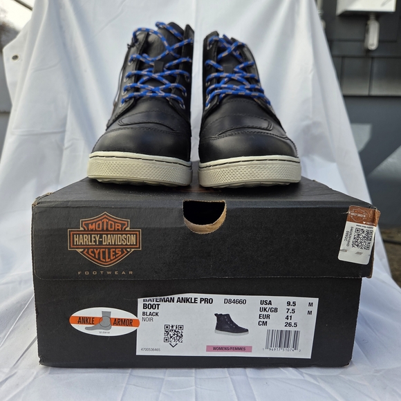 Harley-Davidson Womens Bateman Ankle Pro Riding Sneaker Black Leather Sz 9.5 - Picture 4 of 15